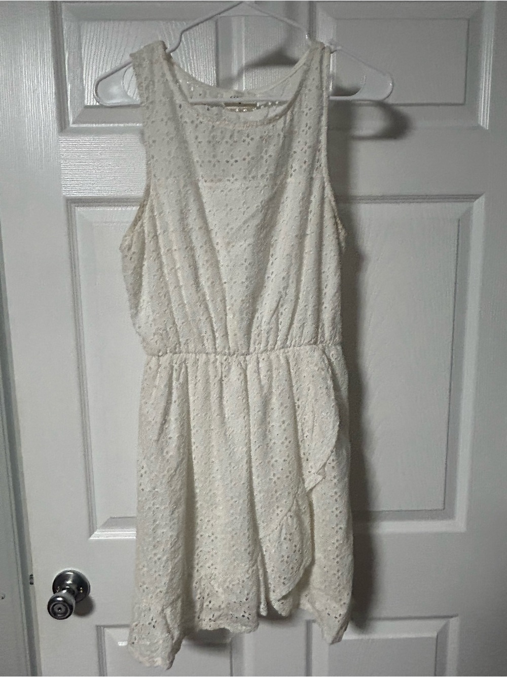 Everly Sleeveless White Eyelet Summer Dress - Lightweight and Feminine